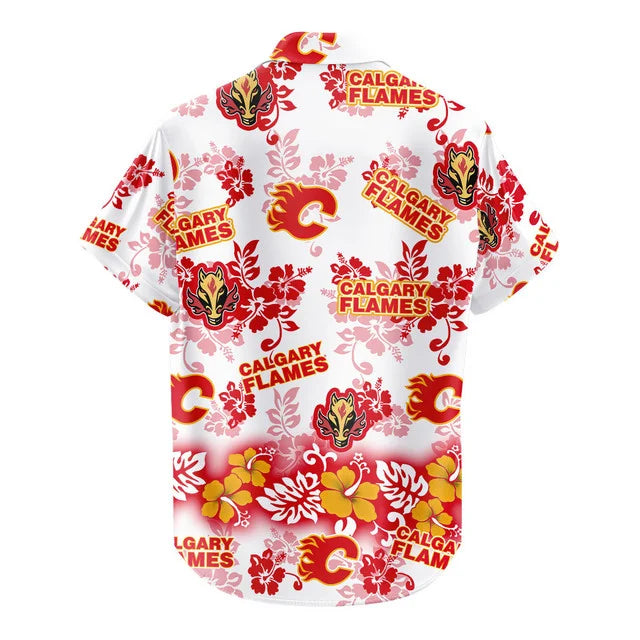 LIMITED EDITION - NEW CUSTOMIZED NHL17 CGF CALGARY FLAMES UNISEX HAWAIIAN SHIRT & SHORTS SET