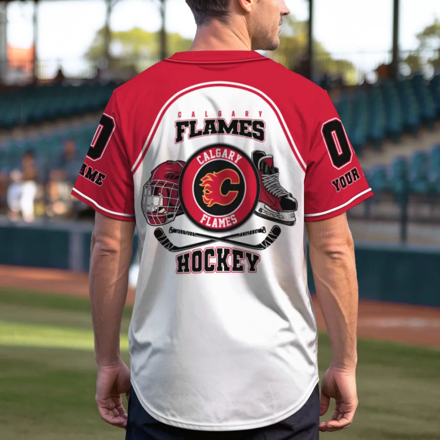 LIMITED EDITION - NEW CUSTOMIZED NHL17 CGF CALGARY FLAMES BASEBALL JERSEY