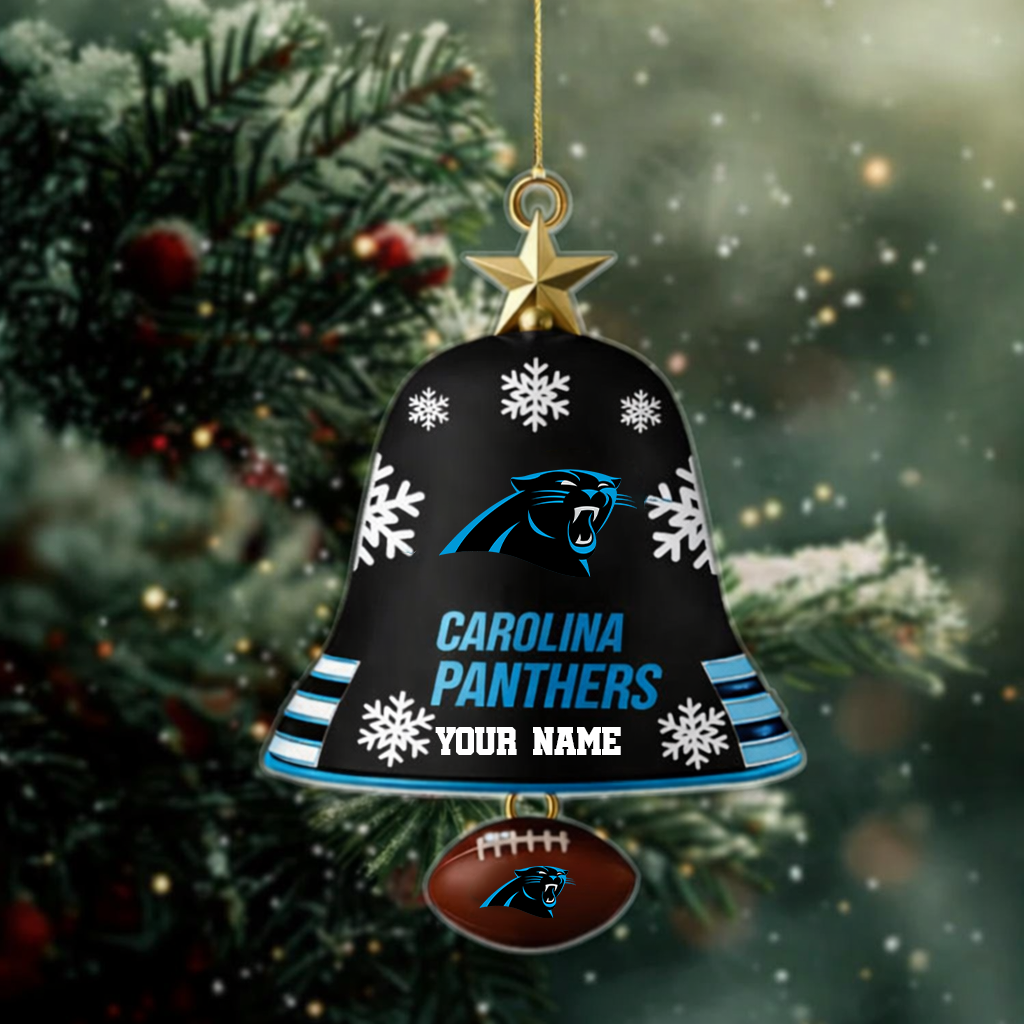 LIMITED EDITION - NEW CUSTOMIZED NFL23 CLP CAROLINA PANTHERS ACRYLIC CHRISTMAS BELL ORNAMENT