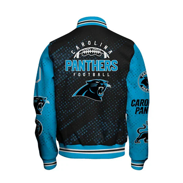 LIMITED EDITION - NEW CUSTOMIZED NFL23 CLP CAROLINA PANTHERS SATIN VARSITY JACKET & BASEBALL JACKET