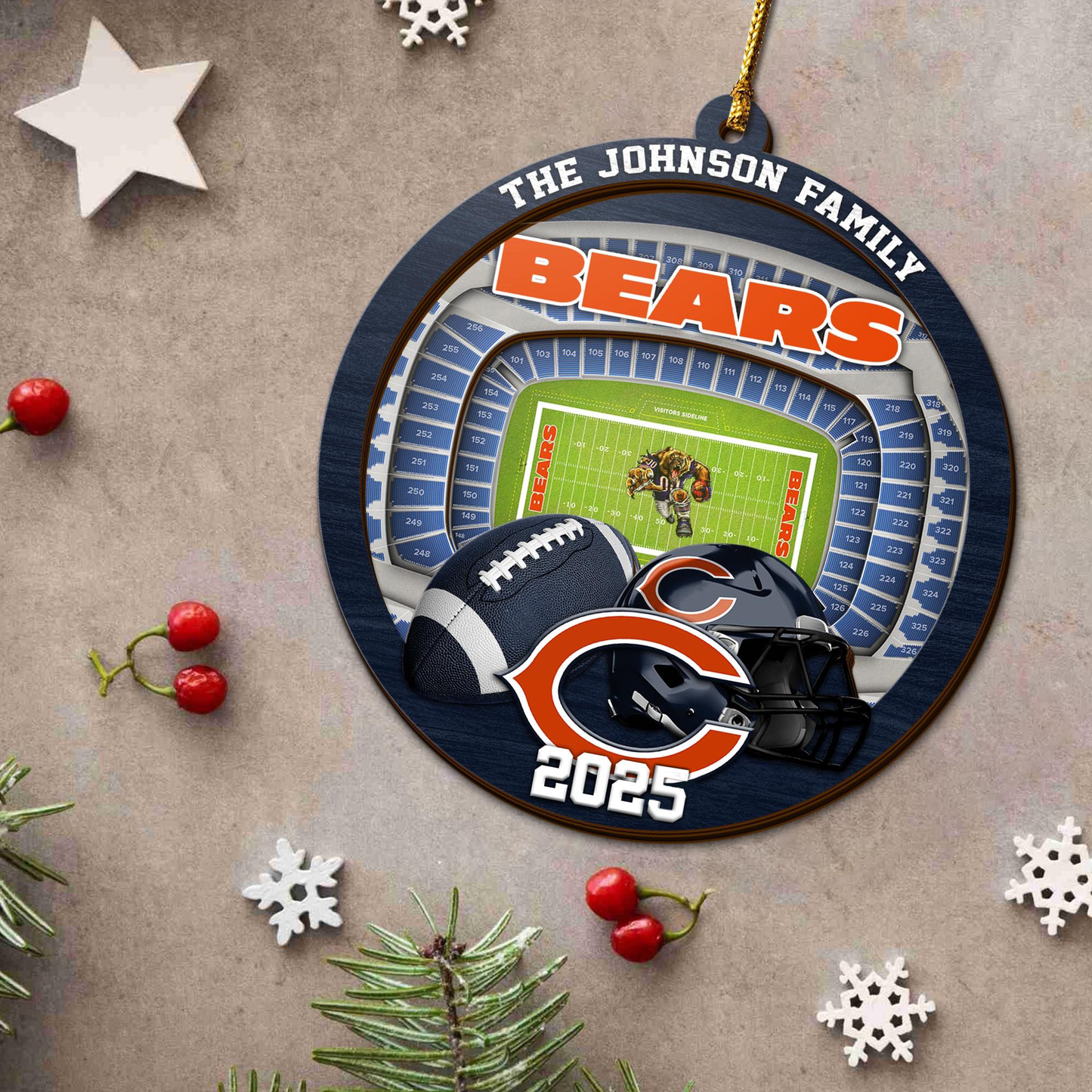 LIMITED EDITION - NEW CUSTOMIZED NFL26 CCB CHICAGO BEARS ORNAMENT