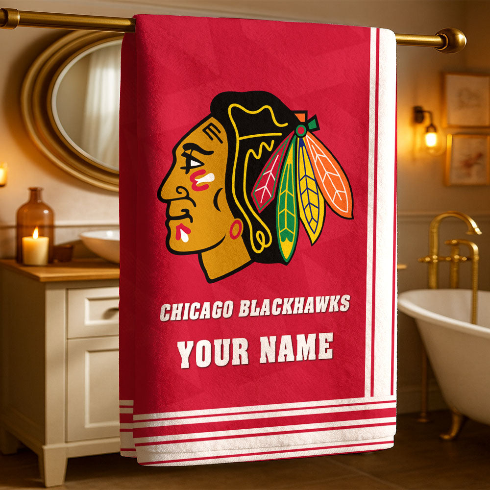 LIMITED EDITION - NEW CUSTOMIZED NHL08 CBH CHICAGO BLACKHAWKS BEACH & BATH TOWEL