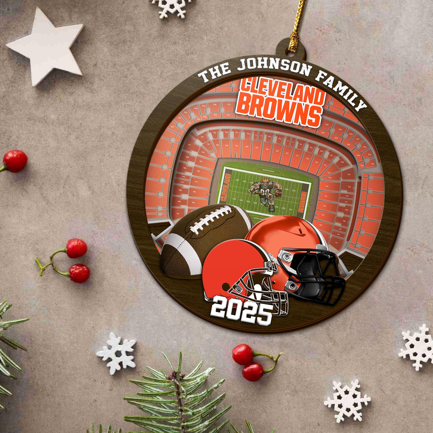LIMITED EDITION - NEW CUSTOMIZED NFL29 CLB CLEVELAND BROWNS ORNAMENT