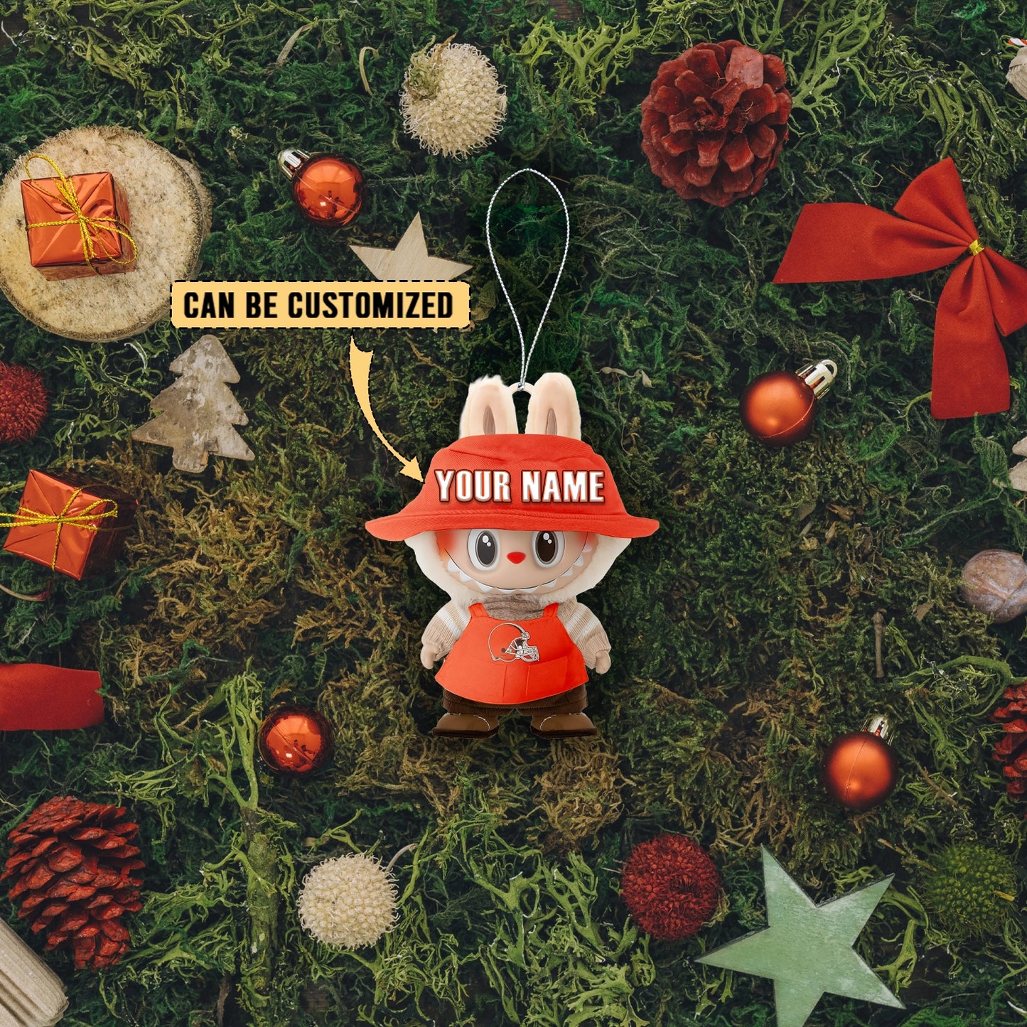 LIMITED EDITION - NEW CUSTOMIZED NFL29 CLB CLEVELAND BROWNS LABUBU CHRISTMAS ACRYLIC ORNAMENT