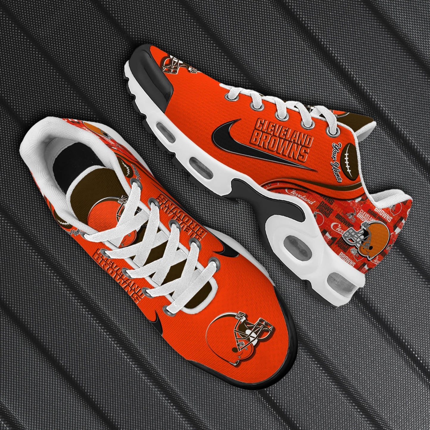 LIMITED EDITION - NEW CUSTOMIZED NFL29 CLB CLEVELAND BROWNS UNISEX AIR MAX PLUS SNEAKERS