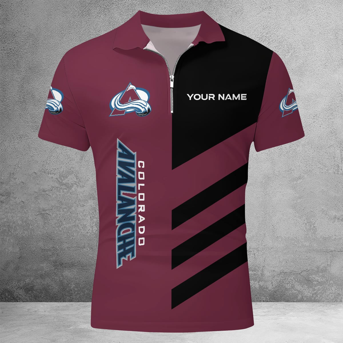 LIMITED EDITION - NEW CUSTOMIZED NHL05 CAL COLORADO AVALANCHE ZIP POLO SHIRT