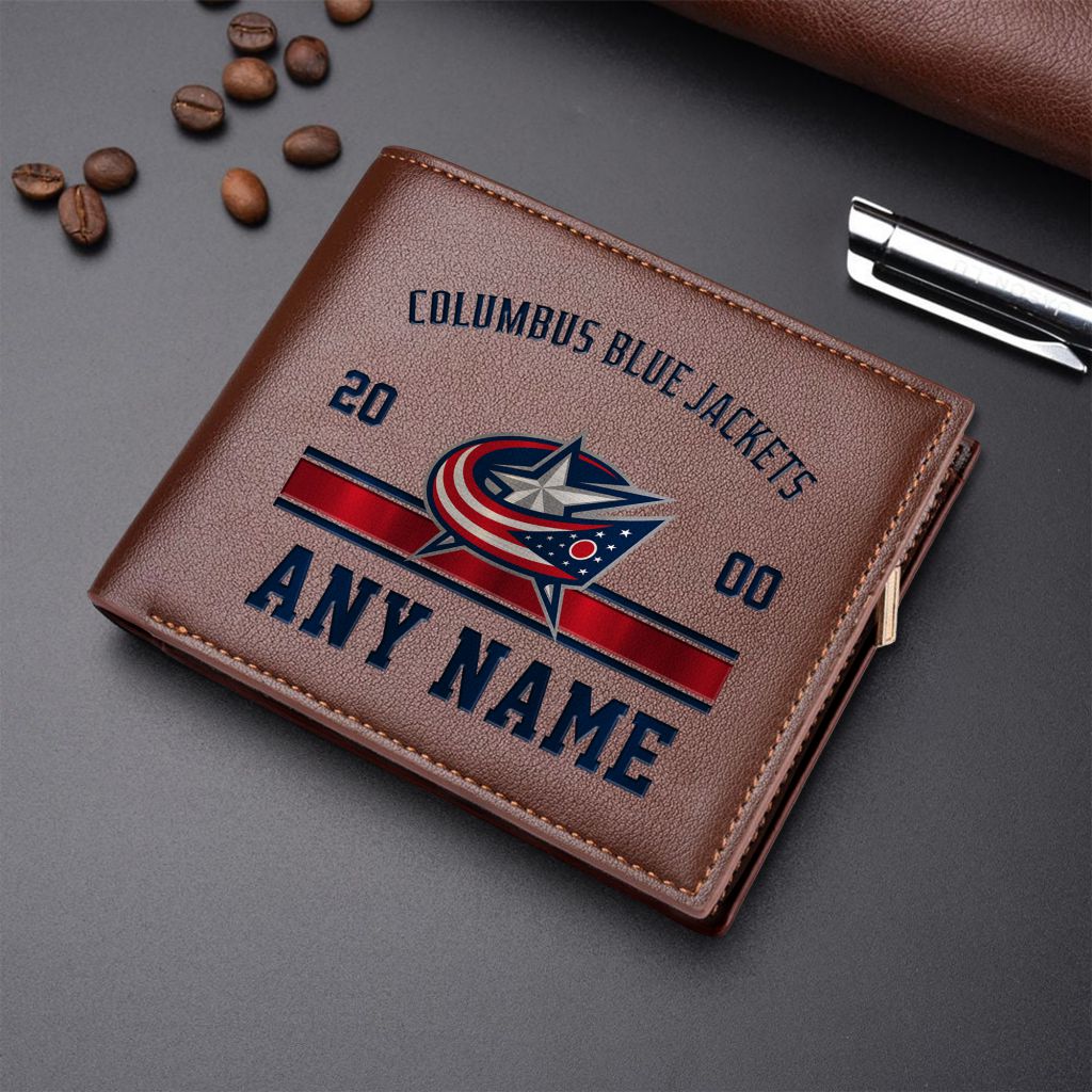 LIMITED EDITION - NEW CUSTOMIZED NHL18 CBJ COLUMBUS BLUE LEATHER WALLET