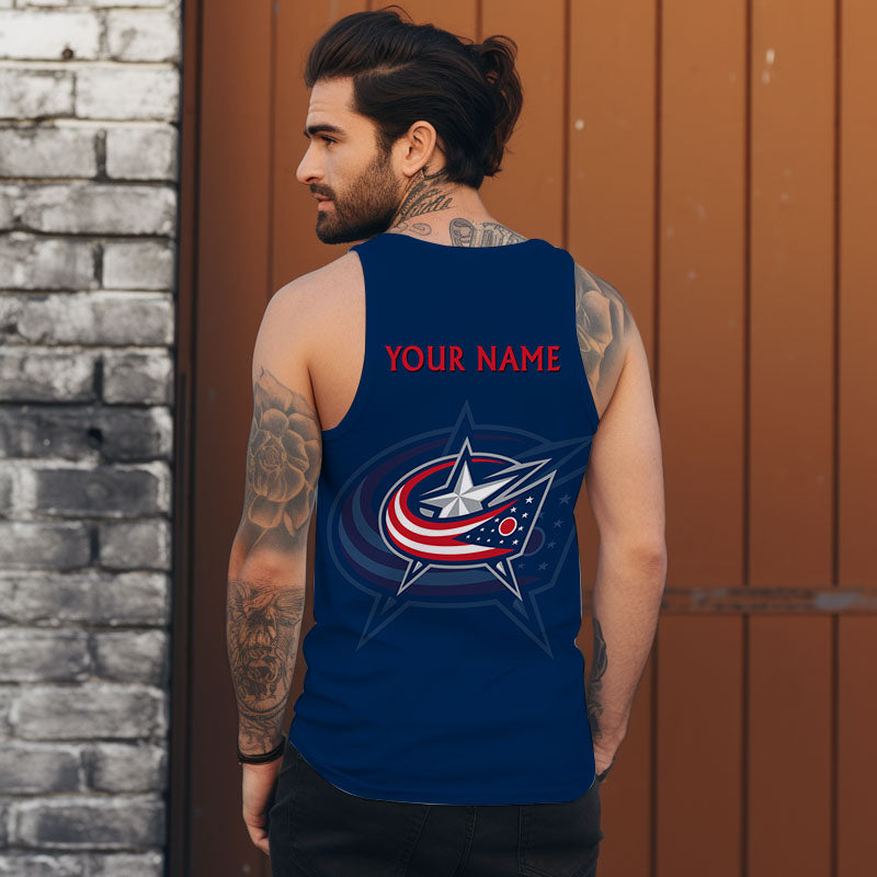 LIMITED EDITION - NEW CUSTOMIZED NHL18 CBJ COLUMBUS BLUE JACKETS UNISEX TANK TOP