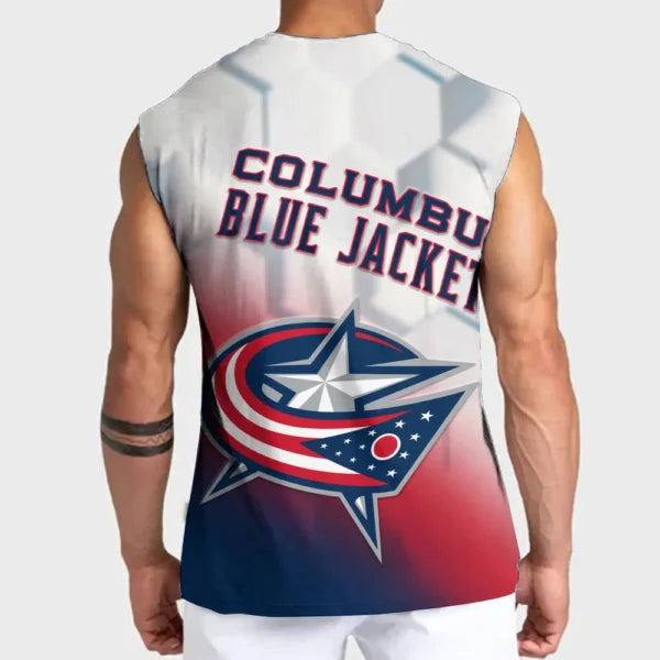 LIMITED EDITION - NEW CUSTOMIZED NHL18 CBJ COLUMBUS BLUE JACKETS TANK TOP & GYM SHIRT