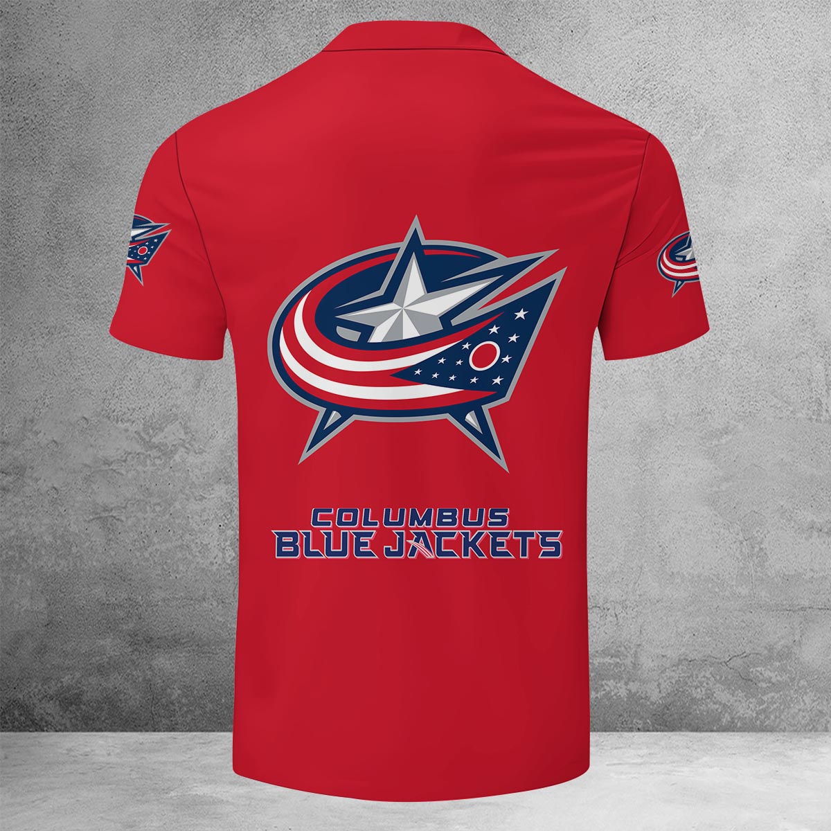 LIMITED EDITION - NEW CUSTOMIZED NHL18 CBJ COLUMBUS BLUE JACKETS ZIP POLO SHIRT