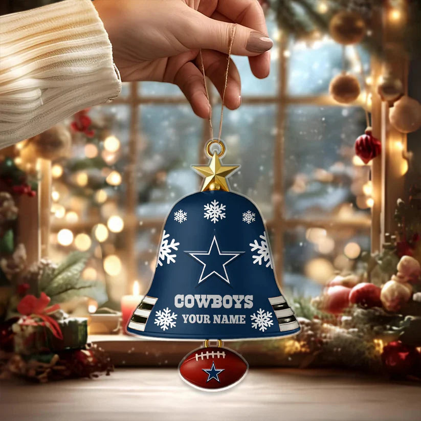LIMITED EDITION - NEW CUSTOMIZED NFL21 DCB DALLAS COWBOYS ACRYLIC CHRISTMAS BELL ORNAMENT