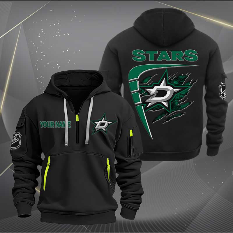 LIMITED EDITION - NEW CUSTOMIZED NHL15 DLS DALLAS STARS QUARTER ZIP HOODIE