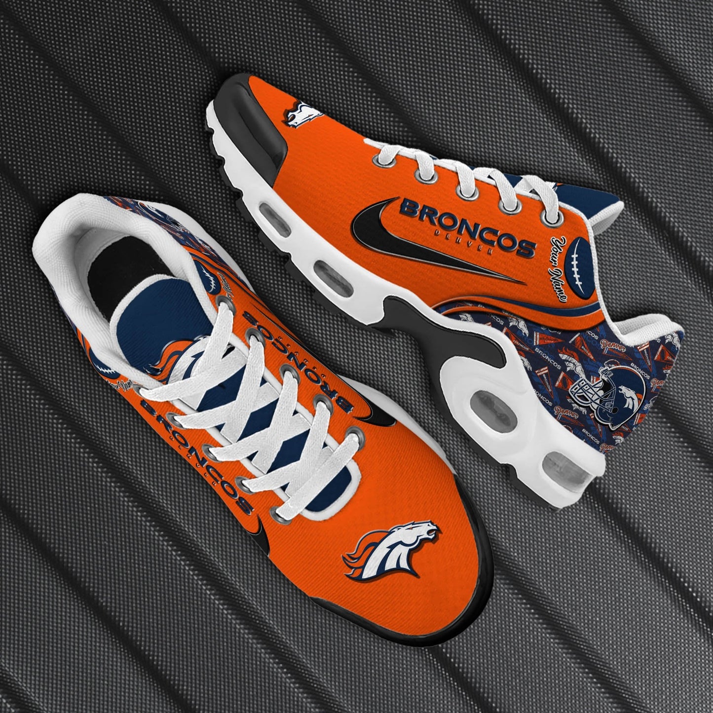 LIMITED EDITION - NEW CUSTOMIZED NFL13 DVB DENVER BRONCOS UNISEX AIR MAX PLUS SNEAKERS