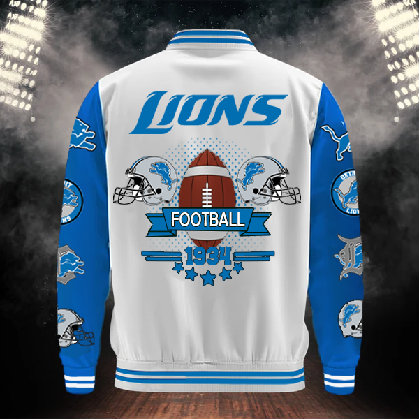LIMITED EDITION - NEW CUSTOMIZED NFL04 DTL DETROIT LIONS BASEBALL JACKET
