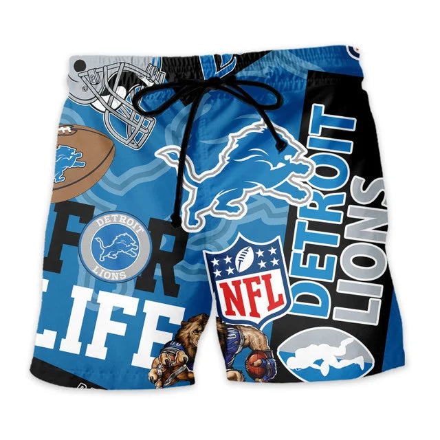 LIMITED EDITION - NEW CUSTOMIZED NFL04 DTL DETROIT LIONS UNISEX HAWAIIAN SHIRT & SHORTS SET