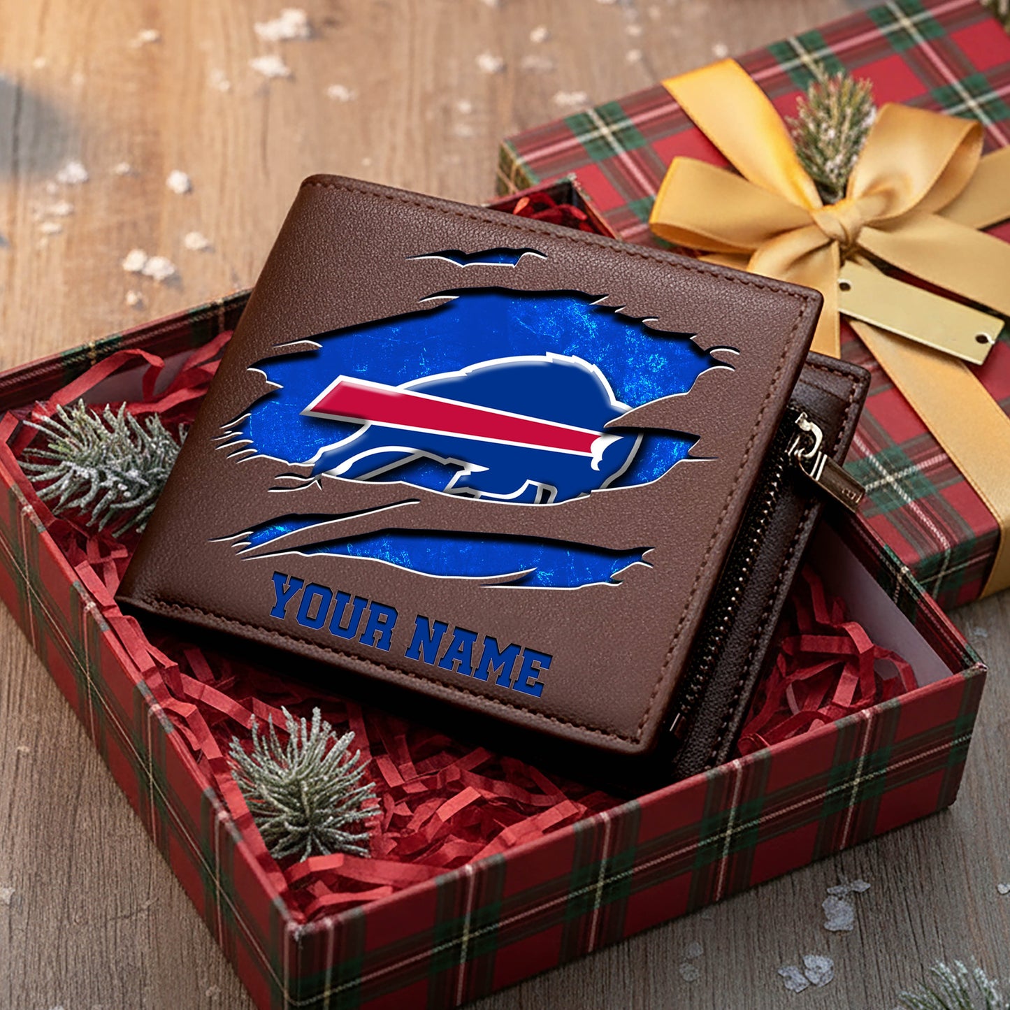 LIMITED EDITION - NEW CUSTOMIZED NFL03 BFB BUFFALO BILLS LEATHER WALLET