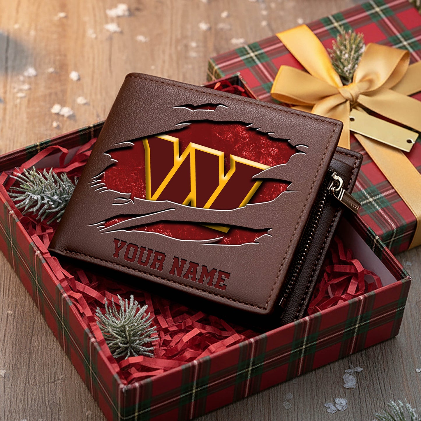 LIMITED EDITION - NEW CUSTOMIZED NFL12 WTC WASHINGTON COMMANDERS LEATHER WALLET
