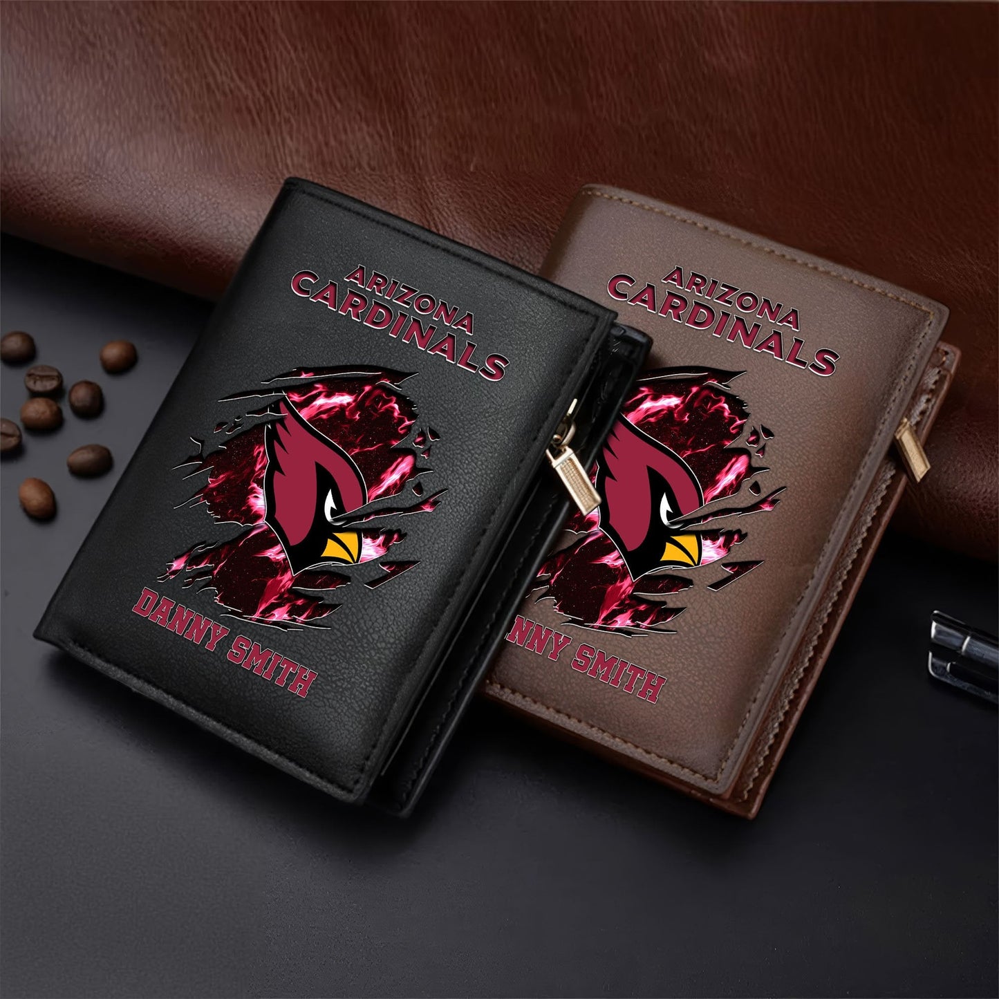 LIMITED EDITION - NEW CUSTOMIZED NFL20 ARC ARIZONA CARDINALS LEATHER VERTICAL WALLET