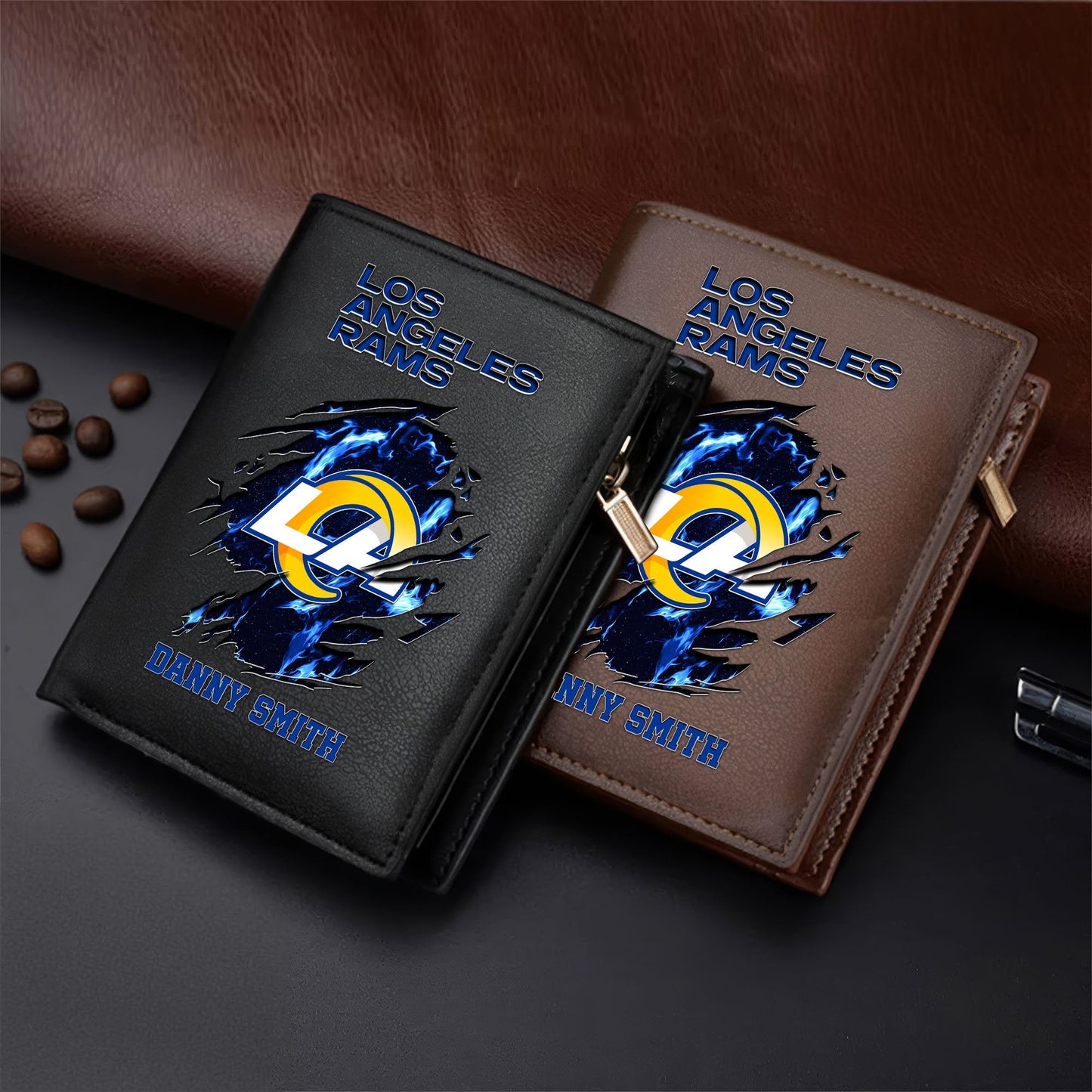 LIMITED EDITION - NEW CUSTOMIZED NFL22 LAR LOS ANGELES RAMS LEATHER VERTICAL WALLET