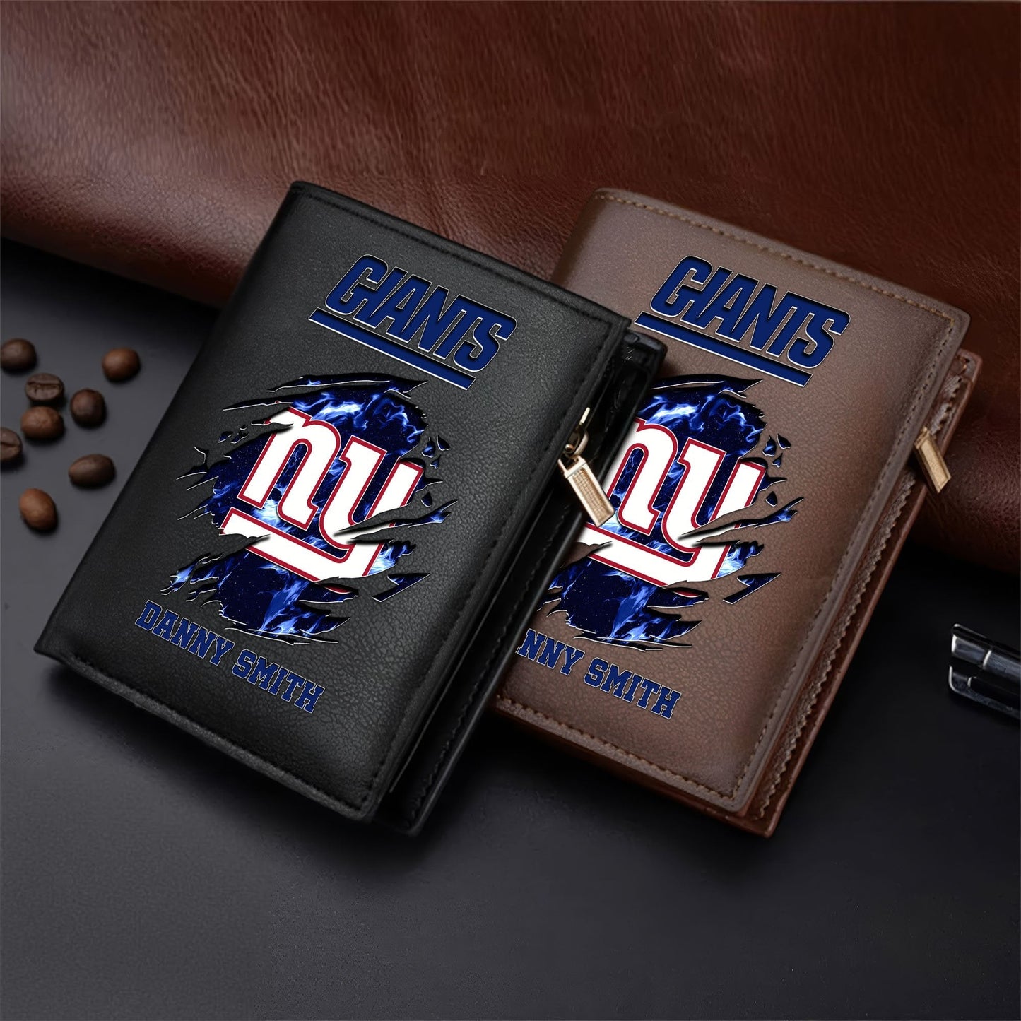 LIMITED EDITION - NEW CUSTOMIZED NFL32 NYG NEW YORK GIANTS LEATHER VERTICAL WALLET