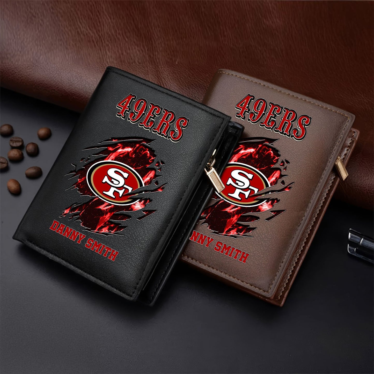 LIMITED EDITION - NEW CUSTOMIZED NFL11 SF49 SAN FRANCISCO 49ERS LEATHER VERTICAL WALLET