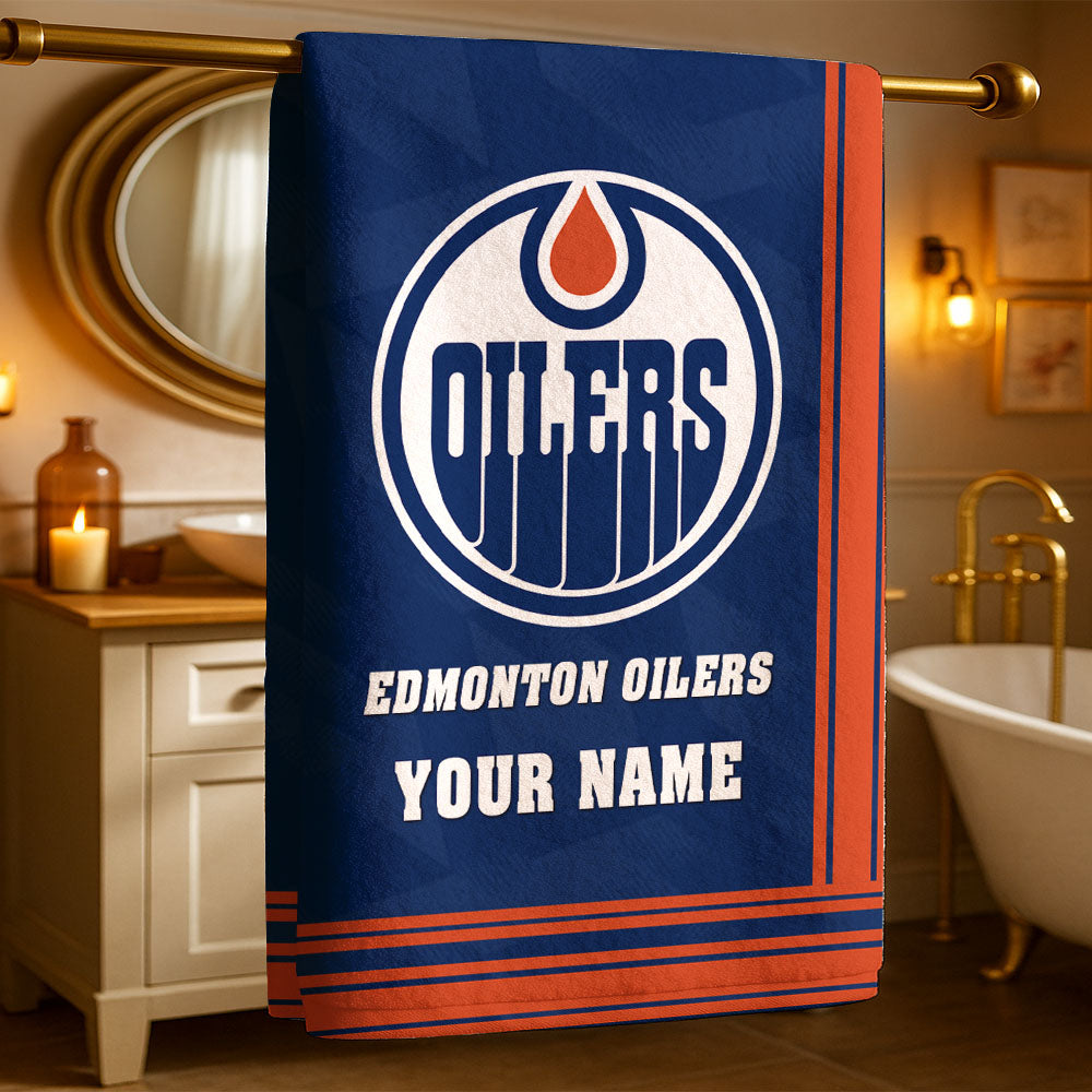 LIMITED EDITION - NEW CUSTOMIZED NHL03 EMO EDMONTON OILERS BEACH & BATH TOWEL