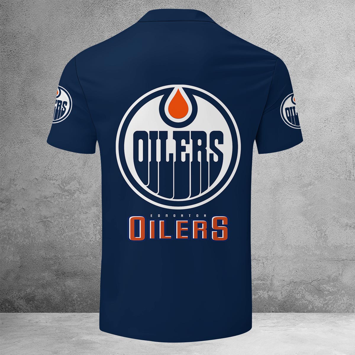 LIMITED EDITION - NEW CUSTOMIZED NHL03 EMO EDMONTON OILERS ZIP POLO SHIRT