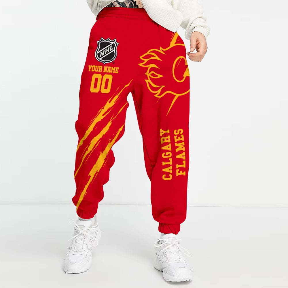 LIMITED EDITION - NEW CUSTOMIZED NHL17 CGF CALGARY FLAMES UNISEX LONG PANTS