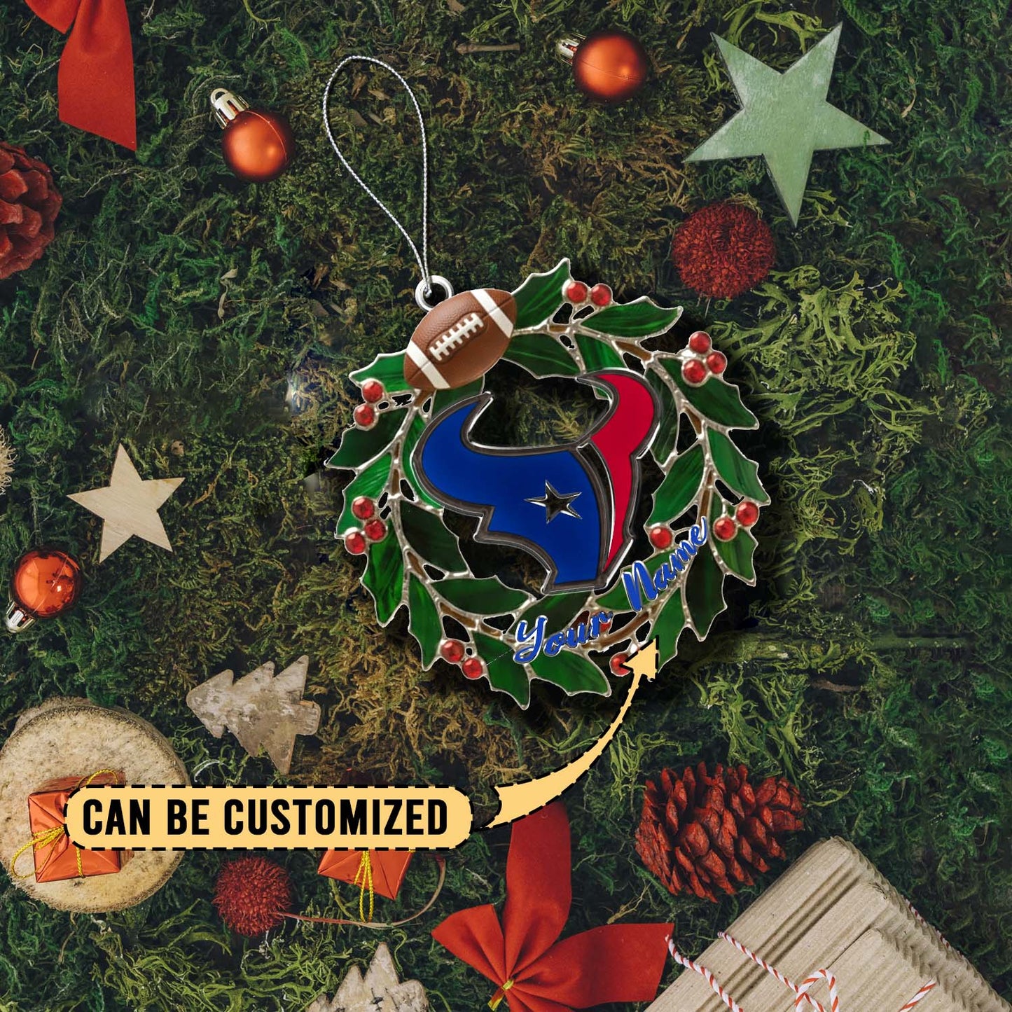 LIMITED EDITION - NEW CUSTOMIZED NFL15 HTT HOUSTON TEXANS ACRYLIC ORNAMENT