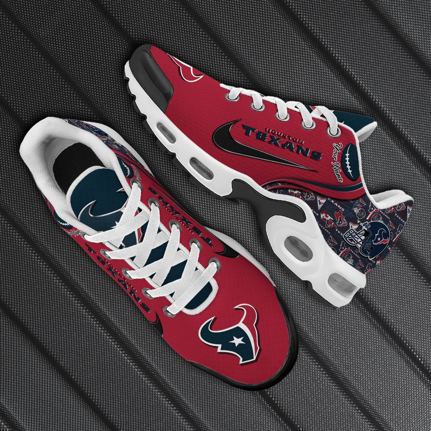 LIMITED EDITION - NEW CUSTOMIZED NFL15 HTT HOUSTON TEXANS UNISEX AIR MAX PLUS SNEAKERS