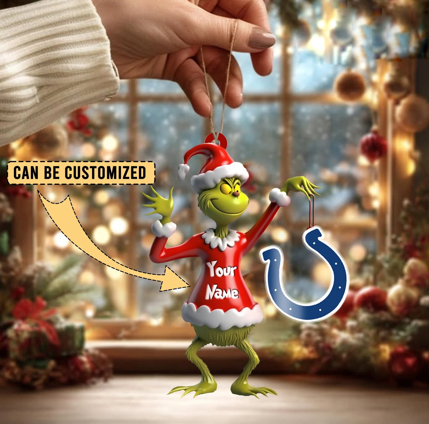LIMITED EDITION - NEW CUSTOMIZED NFL17 IDC INDIANAPOLIS COLTS THE GRINCH ACRYLIC ORNAMENT