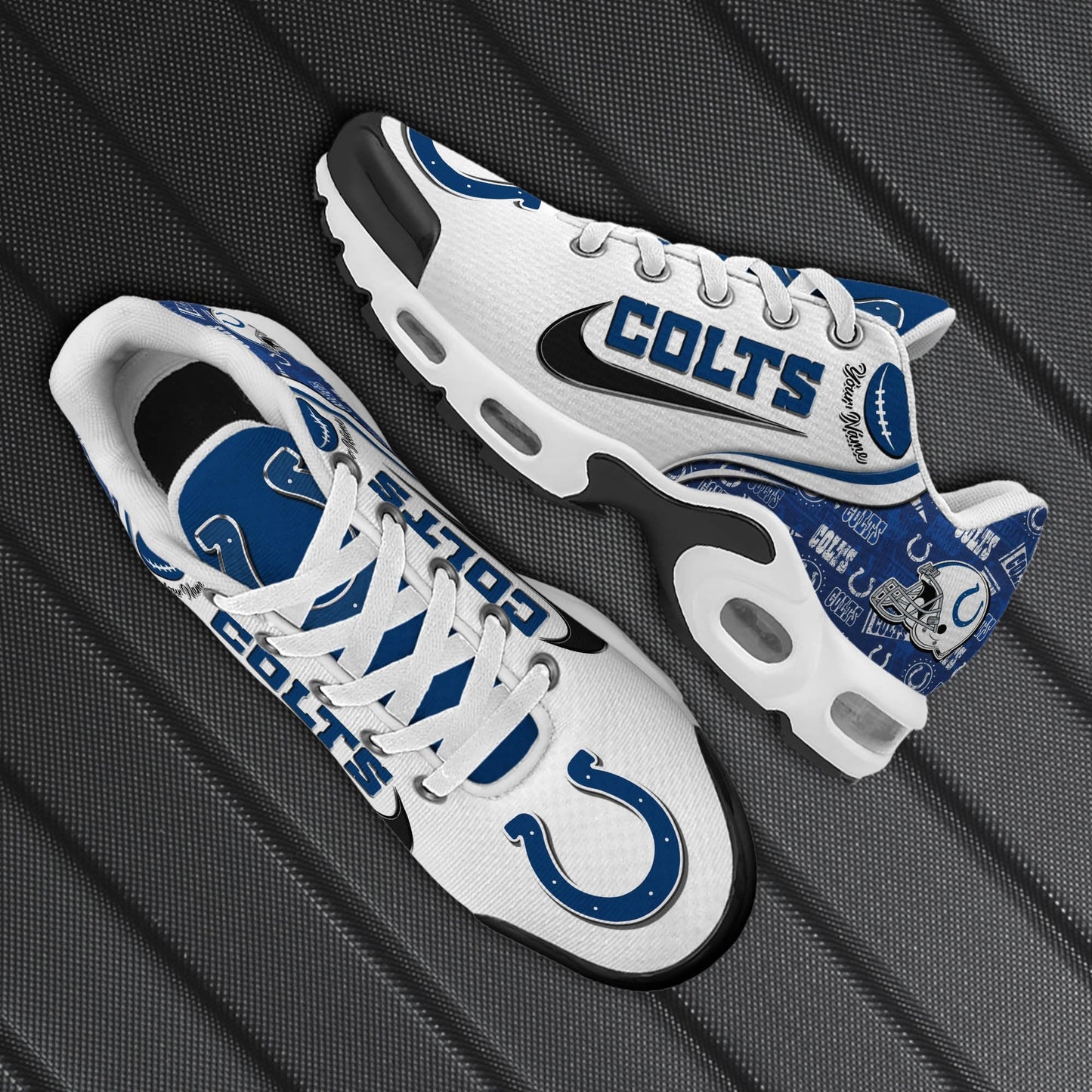 LIMITED EDITION - NEW CUSTOMIZED NFL17 IDC INDIANAPOLIS COLTS UNISEX AIR MAX PLUS SNEAKERS