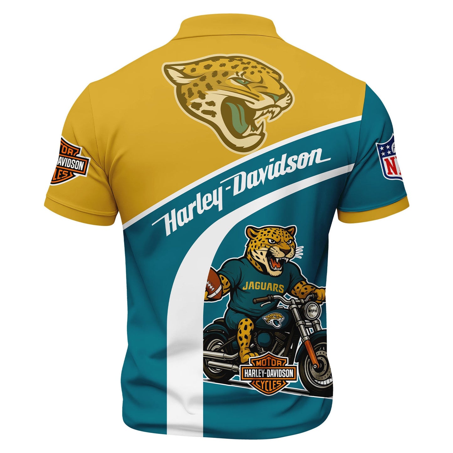 LIMITED EDITION - NEW CUSTOMIZED NFL30 JSJ JACKSONVILLE JAGUARS HARLEY-DAVIDSON POLO WITH ZIPPER SHIRT