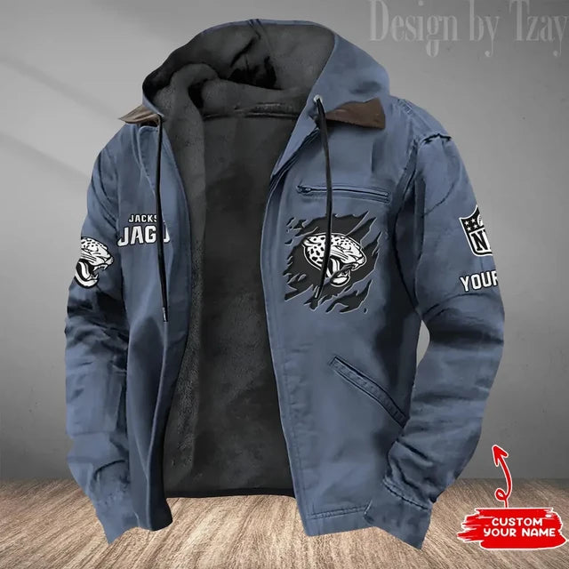 LIMITED EDITION - NEW CUSTOMIZED NFL30 JSJ JACKSONVILLE JAGUARS HOODED CARDIGAN JACKET