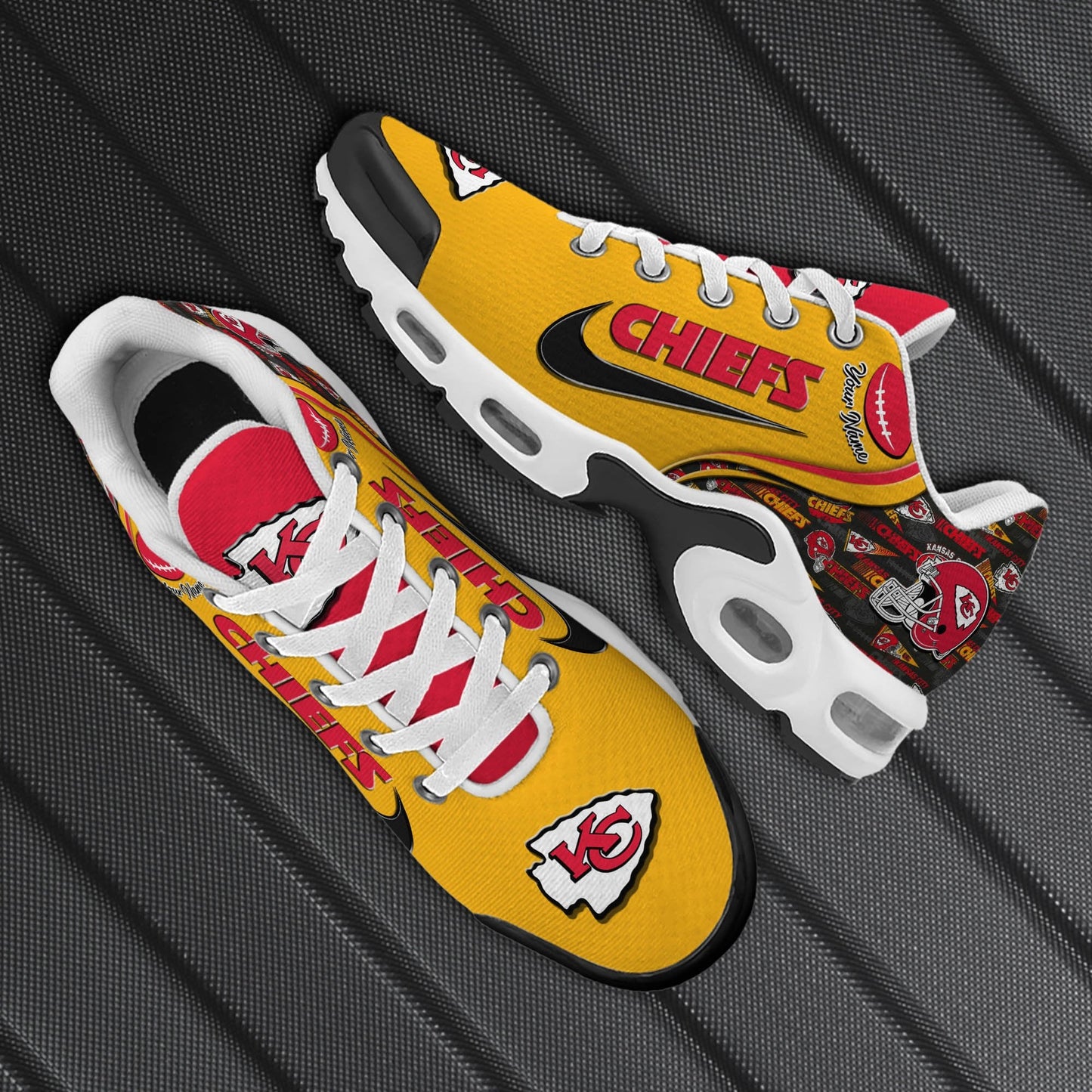 LIMITED EDITION - NEW CUSTOMIZED NFL01 KCC KANSAS CITY CHIEFS UNISEX AIR MAX PLUS SNEAKERS