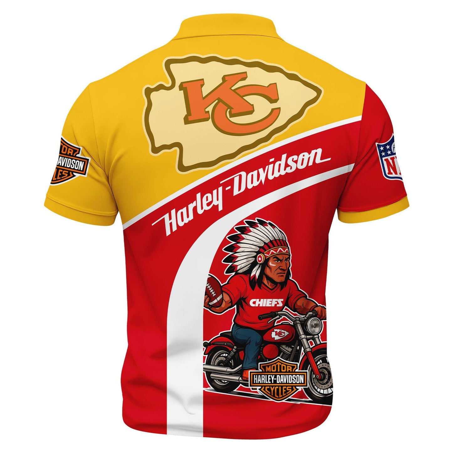 LIMITED EDITION - NEW CUSTOMIZED NFL01 KCC KANSAS CITY CHIEFS HARLEY-DAVIDSON POLO WITH ZIPPER SHIRT