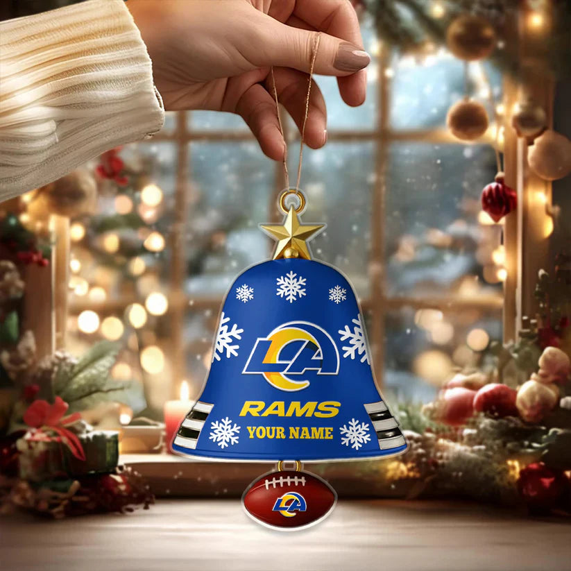 LIMITED EDITION - NEW CUSTOMIZED NFL22 LAR LOS ANGELES RAMS ACRYLIC CHRISTMAS BELL ORNAMENT