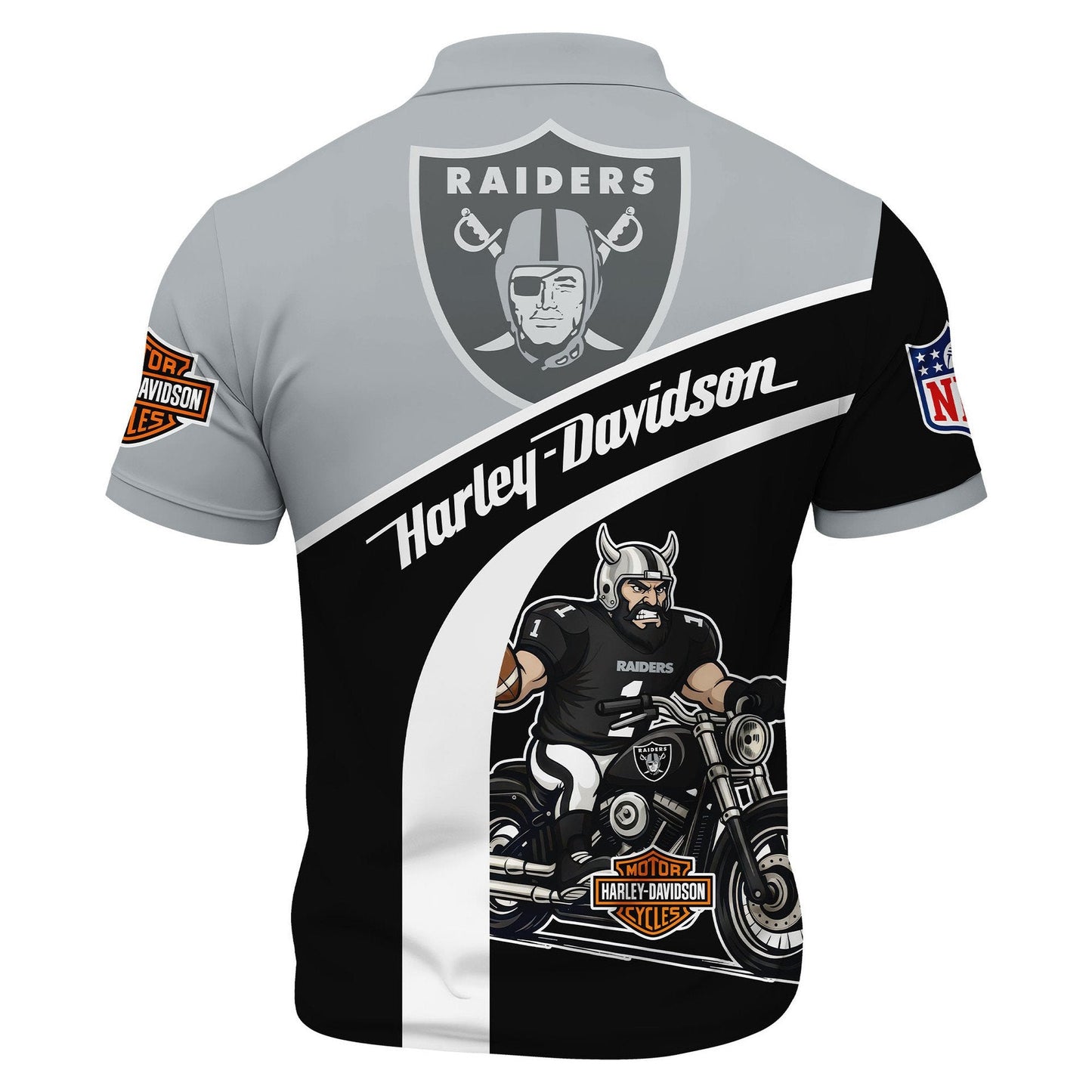LIMITED EDITION - NEW CUSTOMIZED NFL07 LVR LAS VEGAS RAIDERS HARLEY-DAVIDSON POLO WITH ZIPPER SHIRT