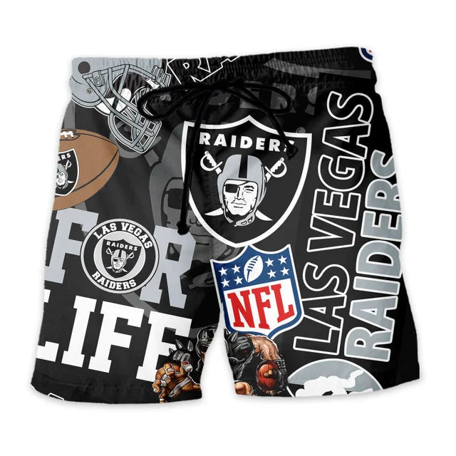 LIMITED EDITION - NEW CUSTOMIZED NFL07 LVR LAS VEGAS RAIDERS UNISEX HAWAIIAN SHIRT & SHORTS SET