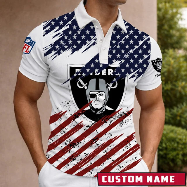 LIMITED EDITION - NEW CUSTOMIZED NFL07 LVR LAS VEGAS RAIDERS POLO SHIRT