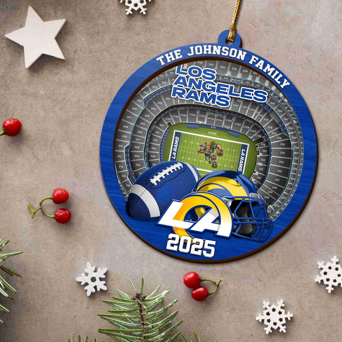 LIMITED EDITION - NEW CUSTOMIZED NFL22 LAR LOS ANGELES RAMS ORNAMENT