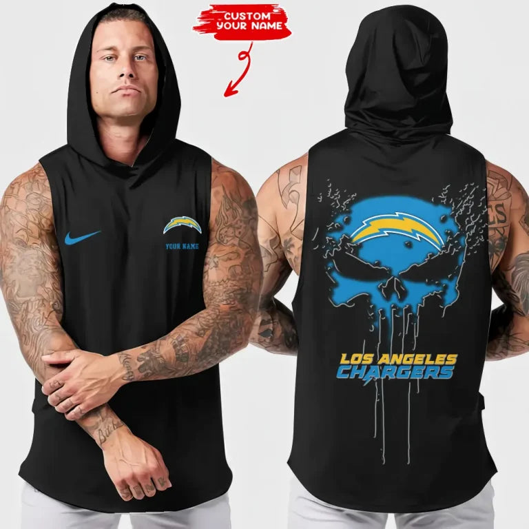 LIMITED EDITION - NEW CUSTOMIZED NFL09 LAC LOS ANGELES CHARGERS HOODED TANK TOP