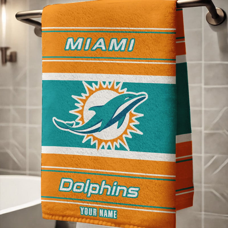 LIMITED EDITION - NEW CUSTOMIZED NFL19 MDP MIAMI DOLPHINS BEACH & BATH TOWEL (KIDS & ADULTS)