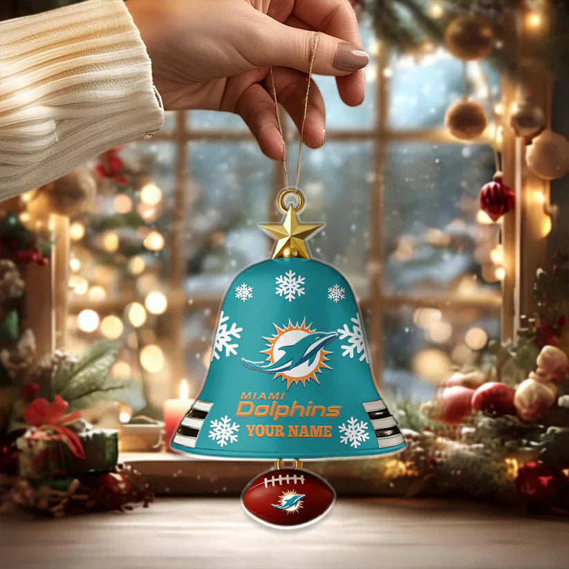 LIMITED EDITION - NEW CUSTOMIZED NFL19 MDP MIAMI DOLPHINS ACRYLIC CHRISTMAS BELL ORNAMENT