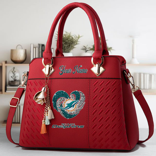 LIMITED EDITION - NEW CUSTOMIZED NFL19 MDP MIAMI DOLPHINS ZIP HANDBAG MULTICOLOR
