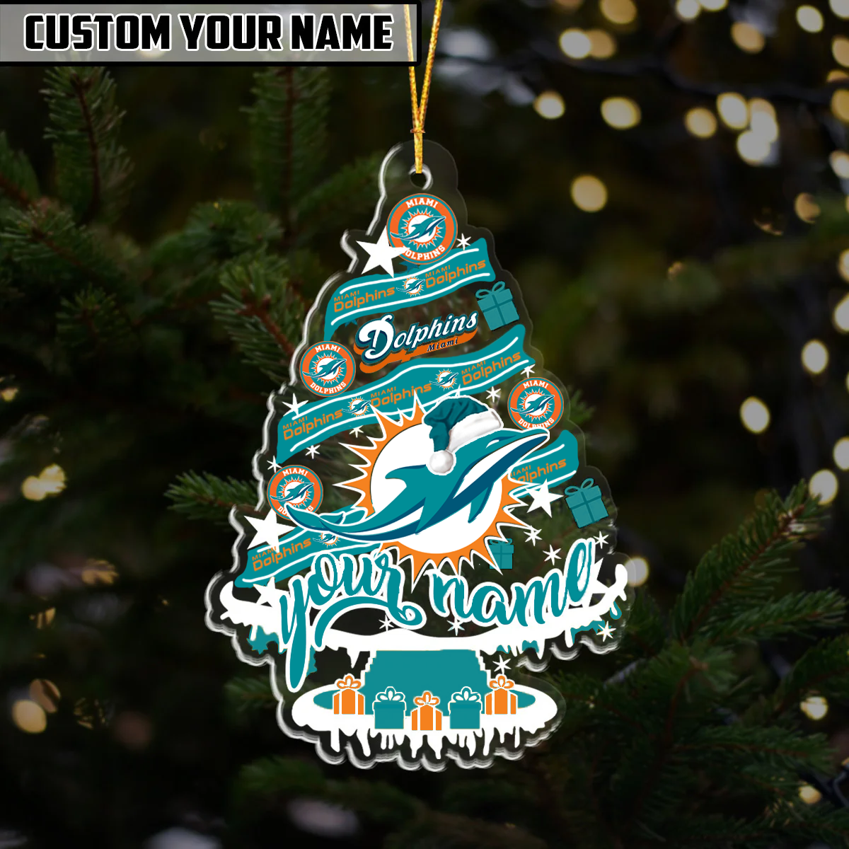 LIMITED EDITION - NEW CUSTOMIZED NFL19 MDP MIAMI DOLPHINS ORNAMENT