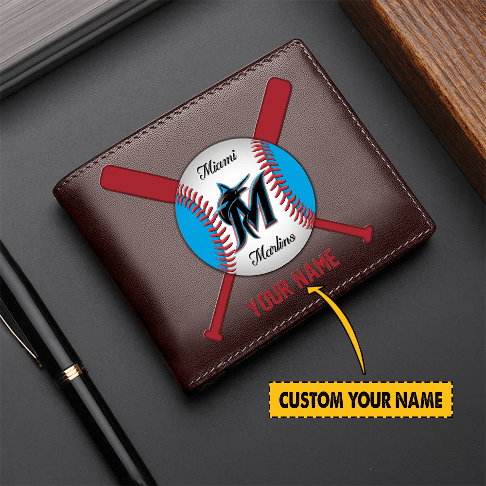 LIMITED EDITION - NEW CUSTOMIZED MLB20 MMS MIAMI MARLINS LEATHER WALLET