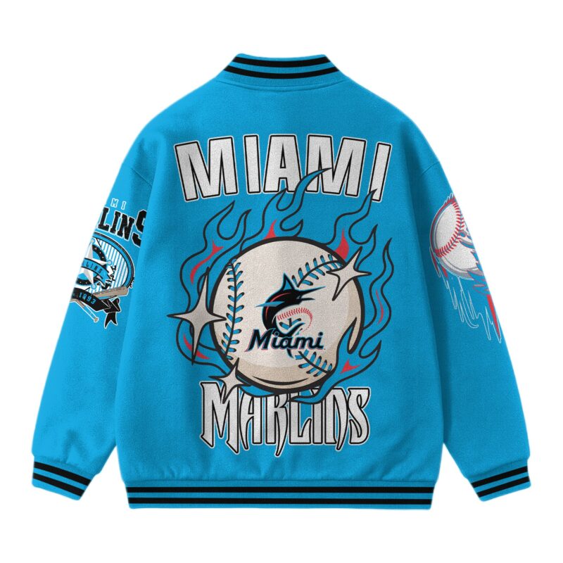 LIMITED EDITION - NEW CUSTOMIZED MLB20 MI MARLINS SATIN VARSITY & BASEBALL JACKET