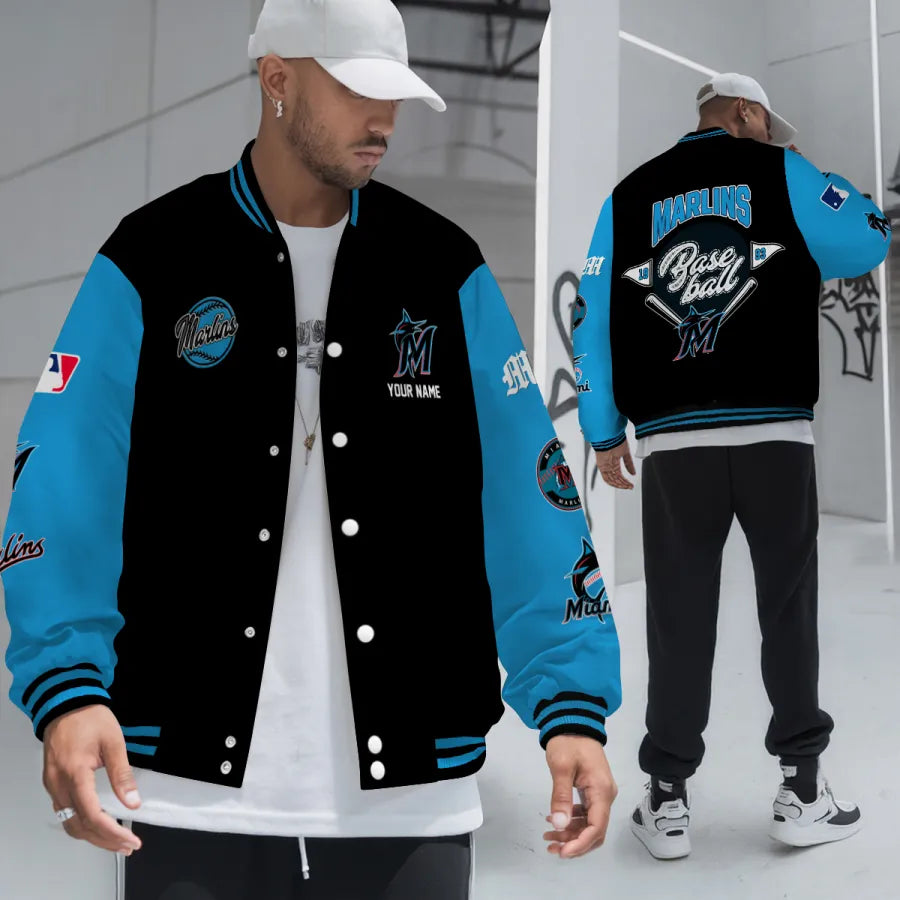 LIMITED EDITION - NEW PREMIUM MLB20 MMS MIAMI MARLINS SATIN VARSITY JACKET