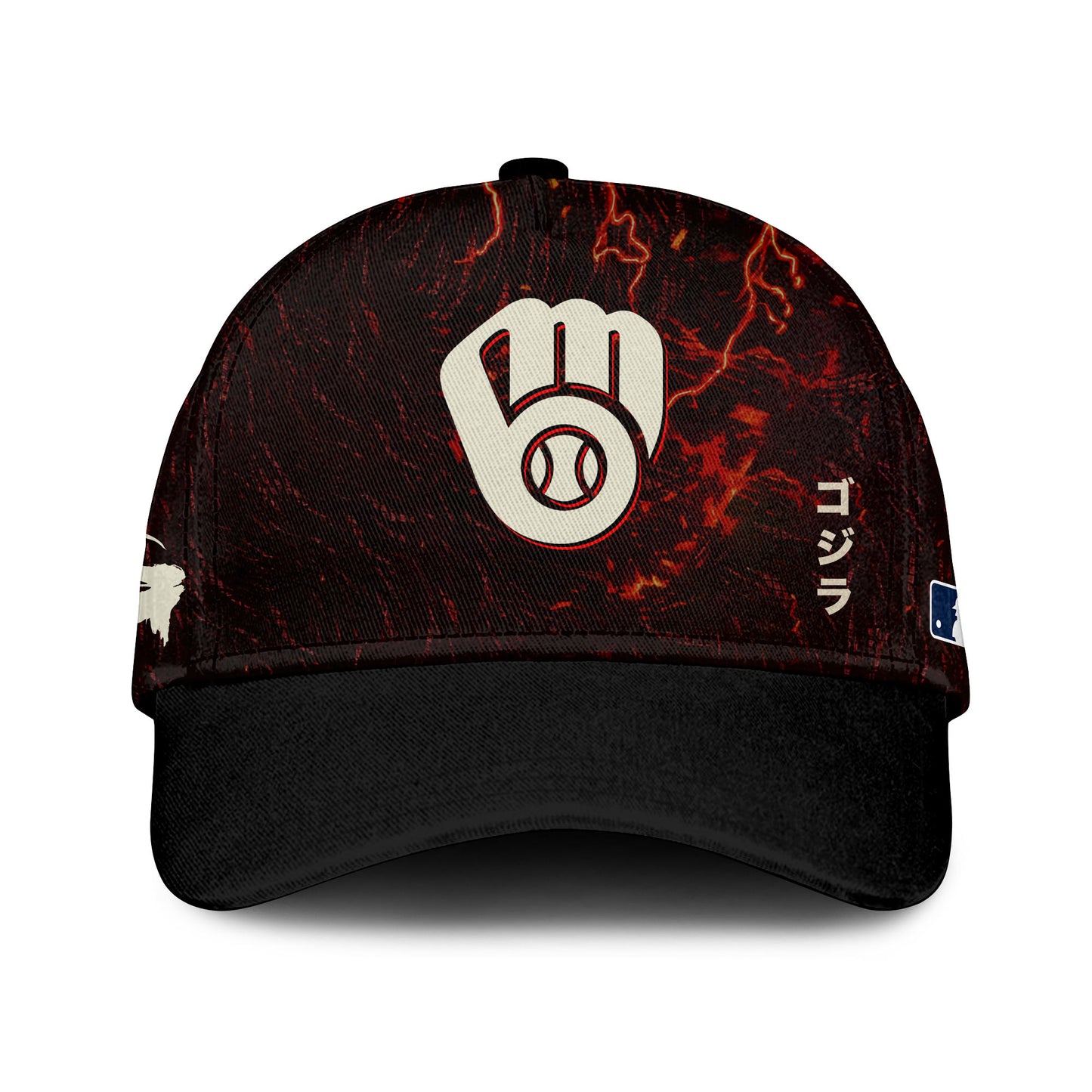 LIMITED EDITION - NEW CUSTOMIZED MLB15 MBS MILWAUKEE BREWERS x GODZILLA BASEBALL JERSEY & CAP
